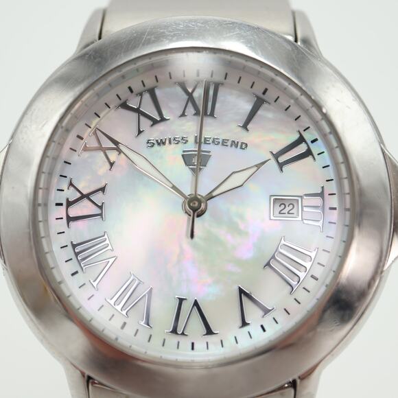 Swiss Legend South Beach MOP Watch 36mm Silver Tone White Leather w New Battery main image 13